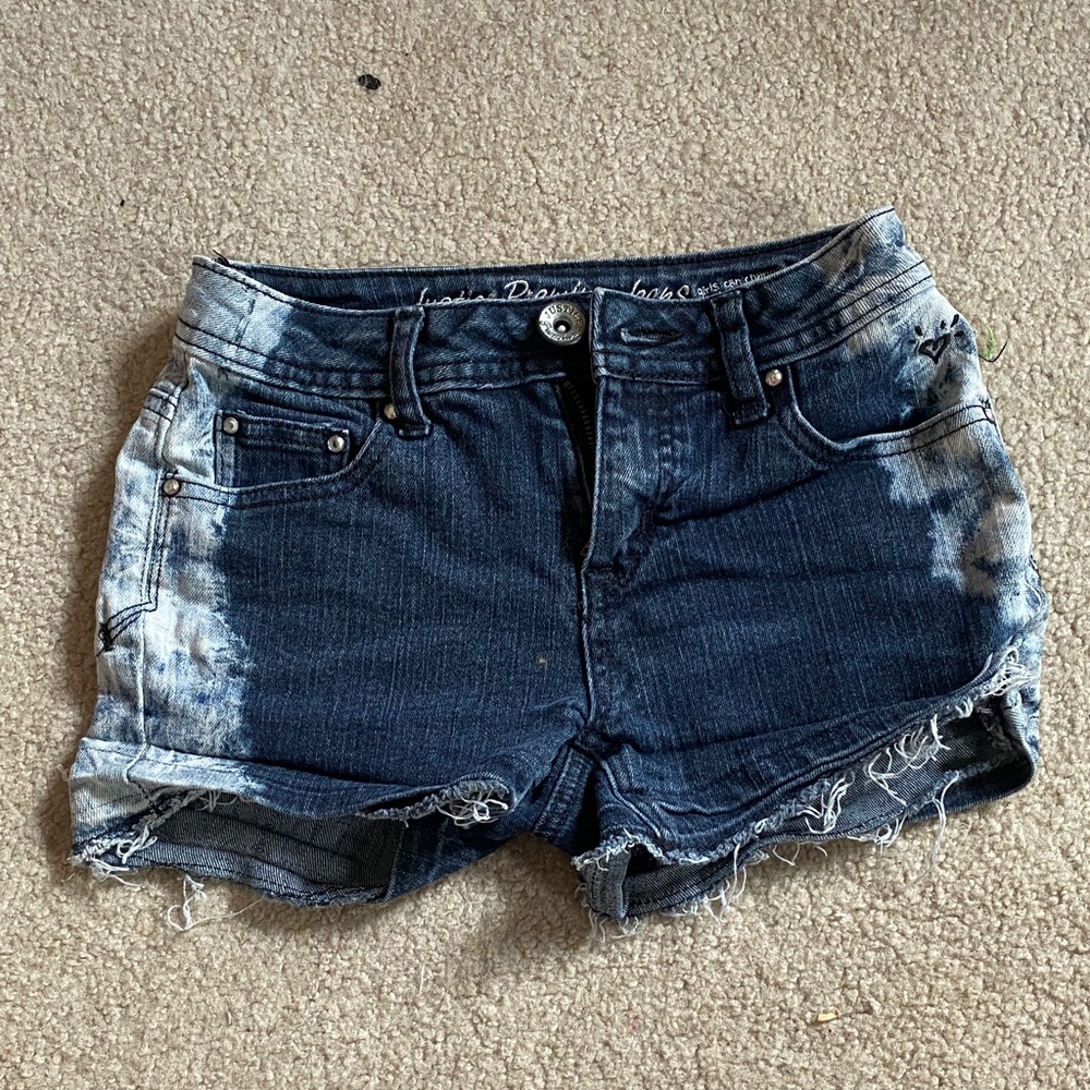 Justice Dark Blue Distressed Jean Shorts